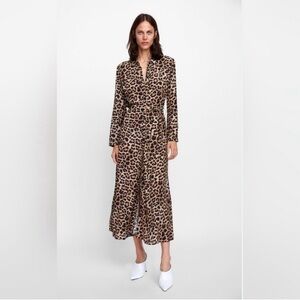 Zara women XS Leopard shirt dress
